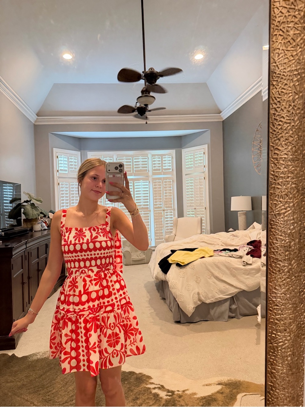 Crystal Doll Red and White Floral Mini Dress